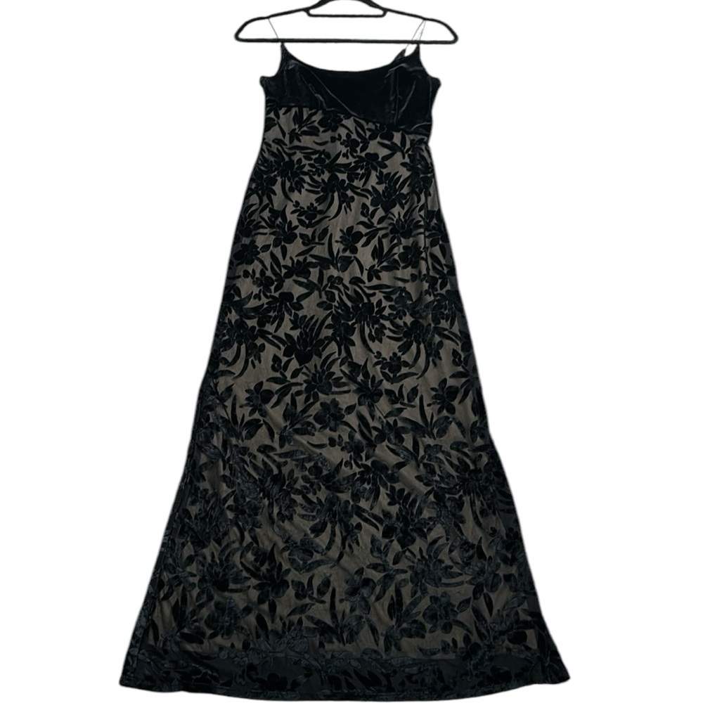 RAMPAGE black burnout velvet maxi dress SZ S whimsigoth dark romantic Y2K 90s - Picture 4 of 12
